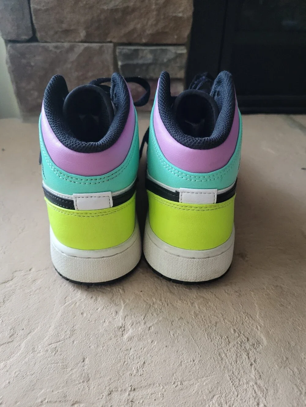 Nike Kids Air Jordan High Top Sneakers Black White Green Pink Neon